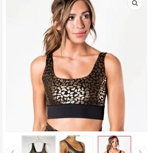 Black and Gold Metallic Sports Bra